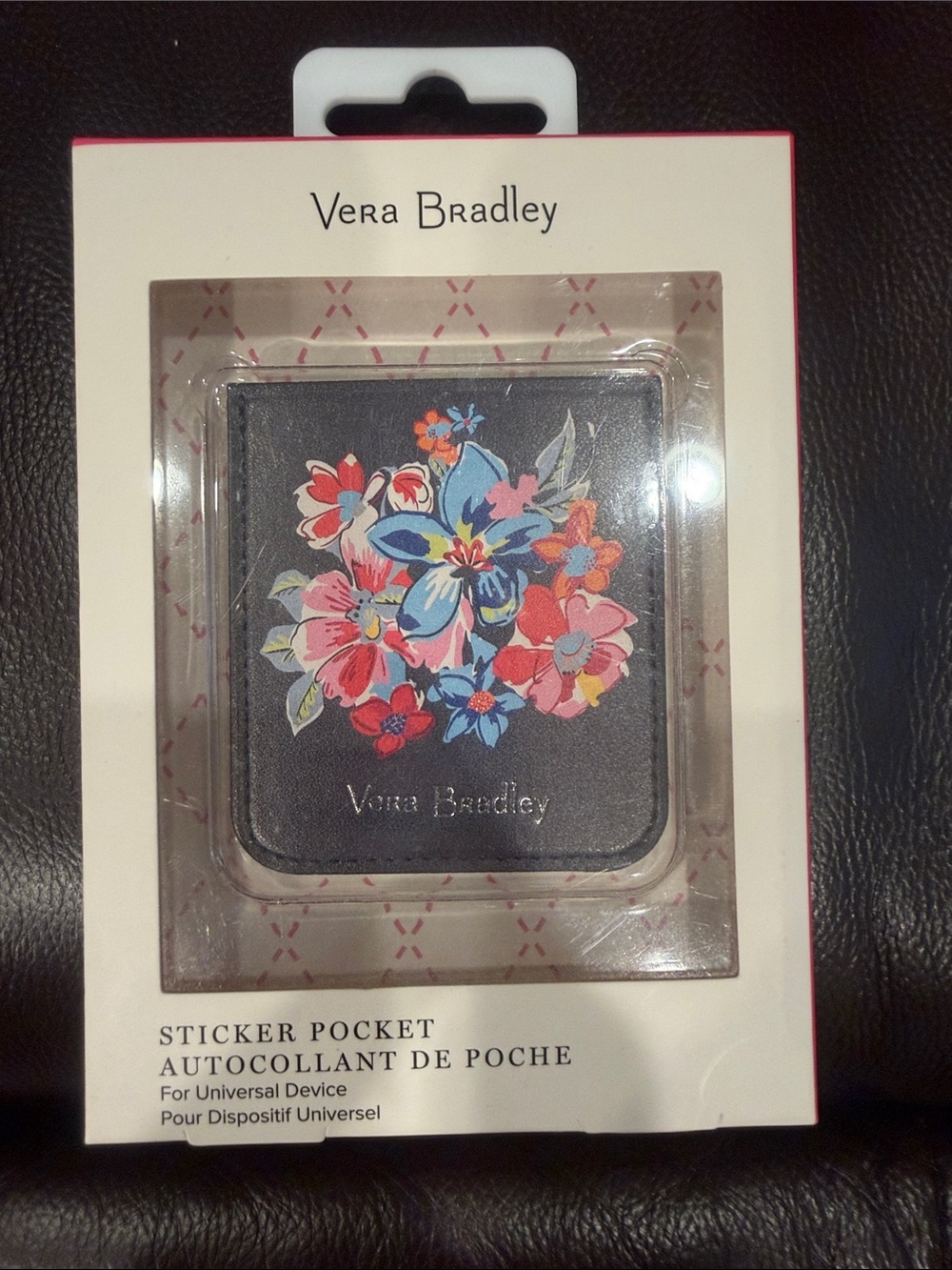 Vera Bradley Navy Sticker Pocket with Multicolor Floral Bouquet